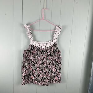 Angels floral flutter sleeve square neck top